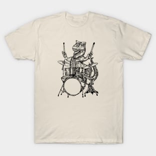 SEEMBO Dinosaur Playing Drums Musician Drummer Drumming Band T-Shirt